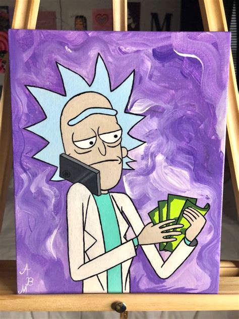 Painted by me A painting of Rick from Rick and Morty Easy Canvas Art, Cute Canvas Paintings ...