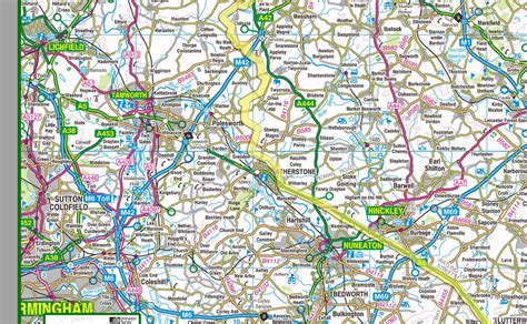 1:100,000 detailed map of Leicestershire, a county in the Midlands of ...