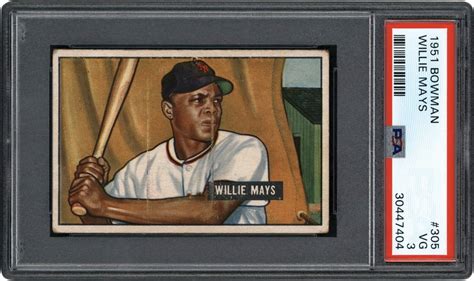 1951 Bowman #305 Willie Mays Rookie Card PSA VG 3