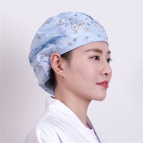 Cooking Pure Cotton Hat Spot Health Hair Prevention Work Cap Nurse Female Restaurant Adjustable ...