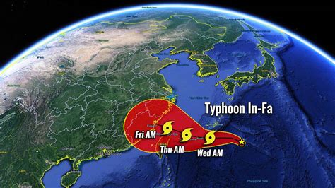 A new tropical cyclone In-Fa (Storm Fabian) forms in the Philippine Sea, expected to become an ...