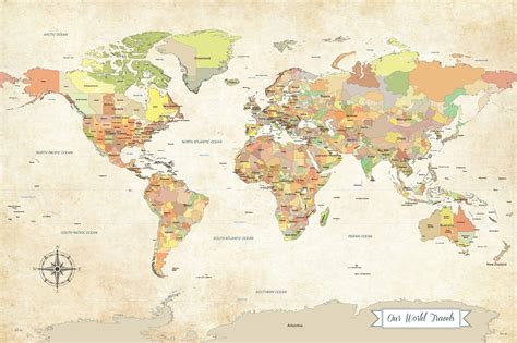 DIY push pin world map with 100 map pins Our world travels