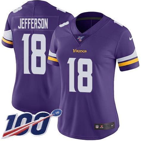 Nike Vikings #18 Justin Jefferson Purple Team Color Women's Stitched ...