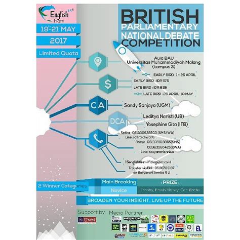 Poster BRITISH PARLIAMENTARY ENGLISH DEBATE COMPETITION! - Eventkampus.com