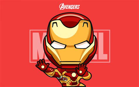 Iron Man Wallpaper 4K, Chibi, Cartoon, Marvel Comics