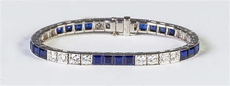 Platinum, Diamond & Sapphire Bracelet | Cottone Auctions