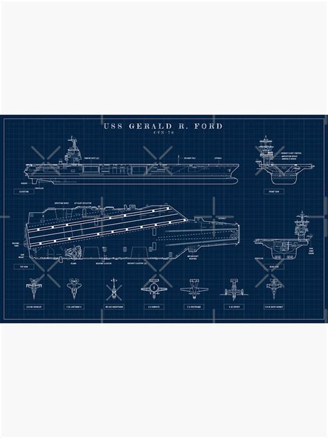 Pegatina «USS Gerald R. Ford (Navy Blueprint)» de BGALAXY | Redbubble