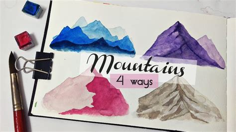 4 TECHNIQUES to paint mountains » EASY watercolor mountains for ...