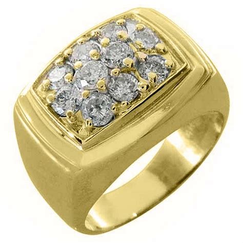 TheJewelryMaster - 14k Yellow Gold Mens Brilliant round cut Diamond Cluster Ring 1.50 Carats ...