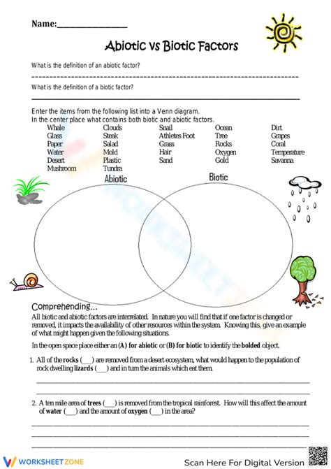 Abiotic Vs Biotic Factors Worksheet Worksheet