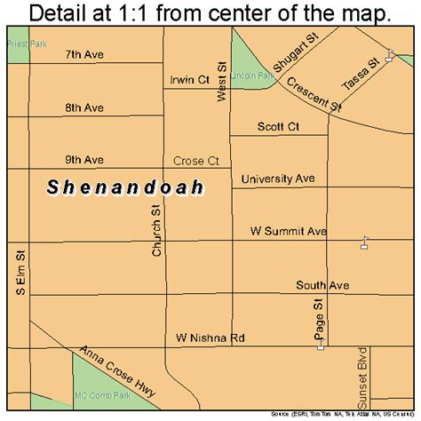 Shenandoah Iowa Street Map 1972525