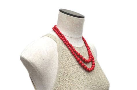 Red bead necklace / red necklace / red statement necklace / | Etsy