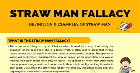 Straw Man: Definition and Useful Examples of Straw Man Fallacy • 7ESL