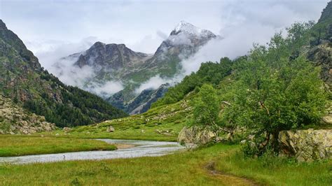 River Mountains Landscape Trees Clouds wallpaper | 1920x1080 | 121059 | WallpaperUP