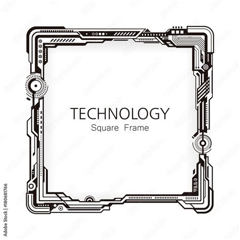 Square technology black and white frame border design background. Stock Vector | Adobe Stock