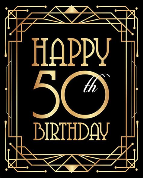 50th birthday sign happy birthday golden fiftieth birthday card 50 - printable 50th birthday ...