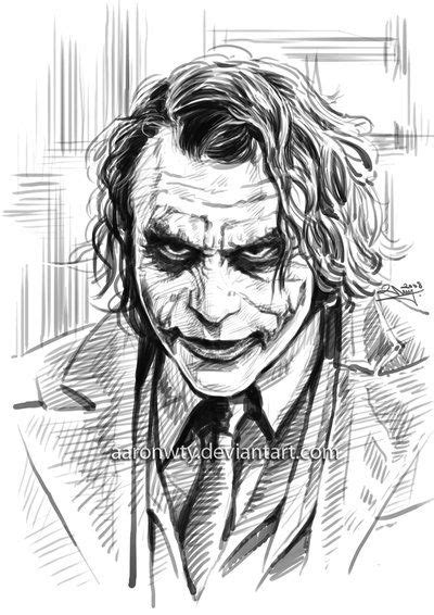 Heath Ledger Joker Black And White Drawing