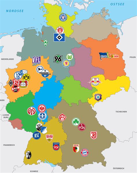 I made a map with all the teams from the 1st and 2nd Bundesliga for the ...