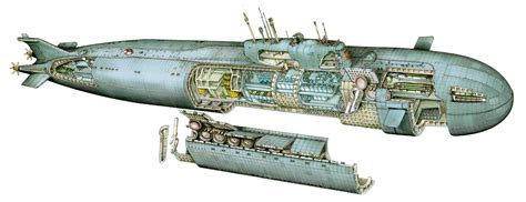 Russian submarine Kursk K-141 Cutaway Drawing in High quality