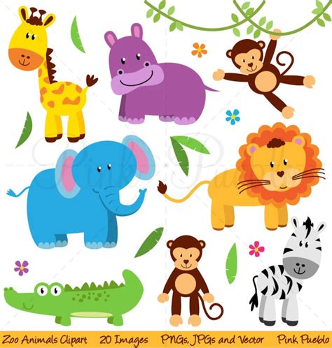 Zoo Animal Clip Art Zoo Animal Clipart Safari Jungle Animal - Etsy