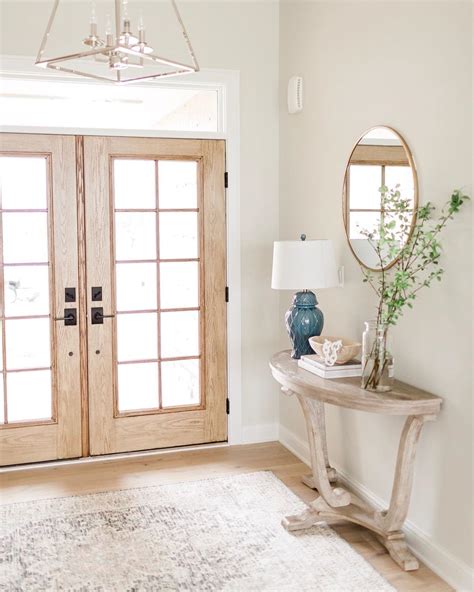 Wood French Patio Doors Light Farmhouse Style Entryway in 2020 | Wood ...