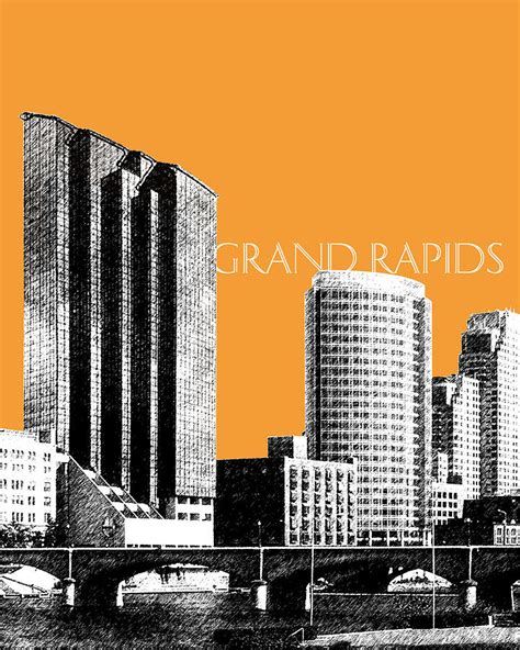 Grand Rapids Skyline - Orange Digital Art by DB Artist - Fine Art America