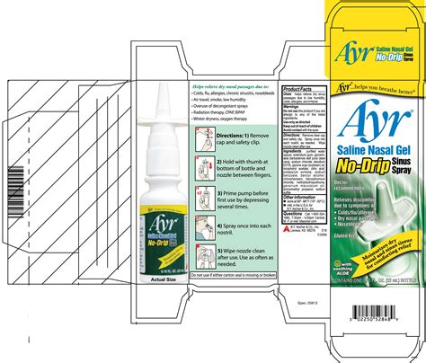 Ayr Saline Nasal Gel No-Drip Sinus Spray, Soothing Aloe Vera, 0.75 Fl ...