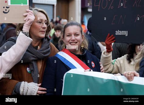 Paris, France. 21th Jan, 2023. Mathilde Panot attends the demonstration ...