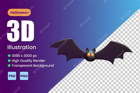 Premium PSD | Bat cute halloween 3d render illustration