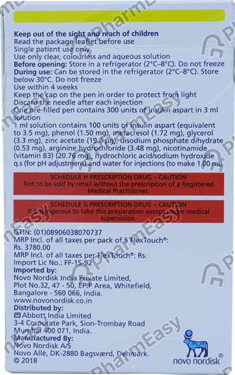 Fiasp 100 IU/ML Solution For Injection (3): Uses, Side Effects, Price & Dosage | PharmEasy