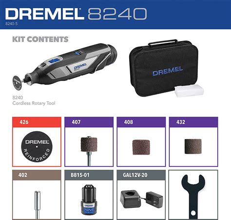 Buy Dremel 8240 12V Cordless Rotary Tool Kit with Variable Speed and Comfort Grip - Includes 2AH ...