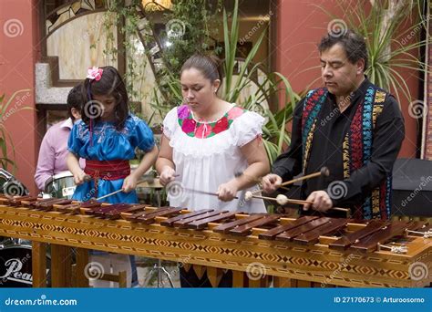 Marimba Musicians & Traditional Folk Dancers In Street, Guatemala Editorial Image ...