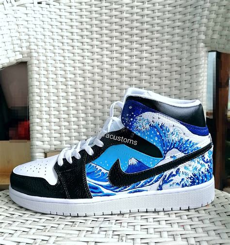 Custom Air Jordan 1 Mid Hand Painted Nike Custom Sneakers | Etsy