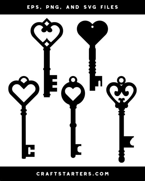 Heart Shaped Key Silhouette Clip Art