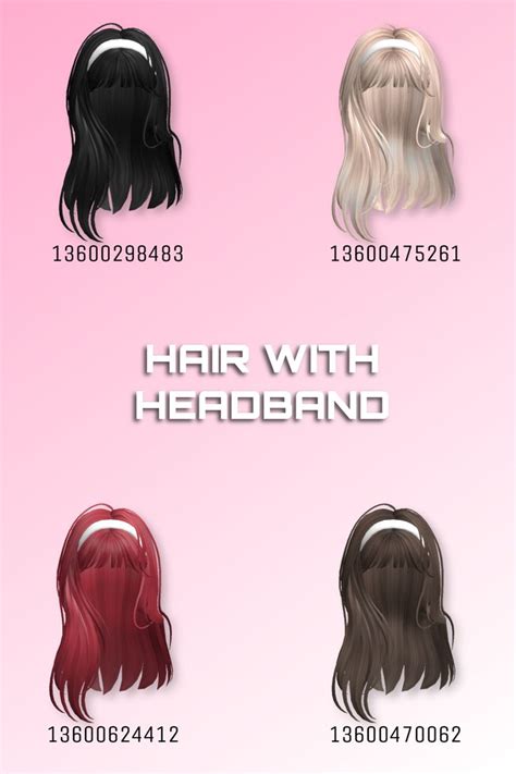 hair with headband codes in black, brown, red and blonde ugc by DIDIgamedev, price 85rbx codes ...
