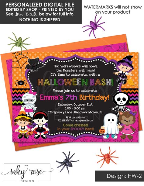 Printable or Printed Halloween Birthday Invitation,Witch Invitation ...