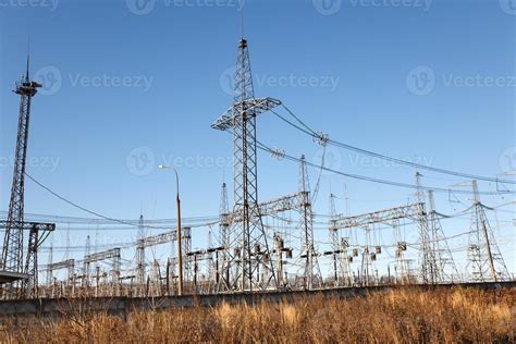 High voltage power lines 1239973 Stock Photo at Vecteezy