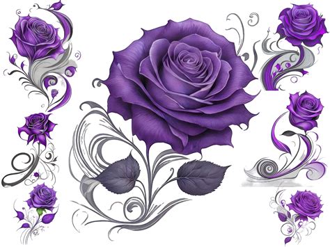 Watercolour Purple Roses Clipart Cute Purple Roses Png - Etsy