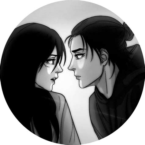 Download Black Anime Pfp Mikasa And Eren Wallpaper | Wallpapers.com