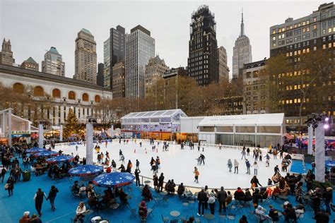 Bank of America Winter Village skating back into Bryant Park at the end ...