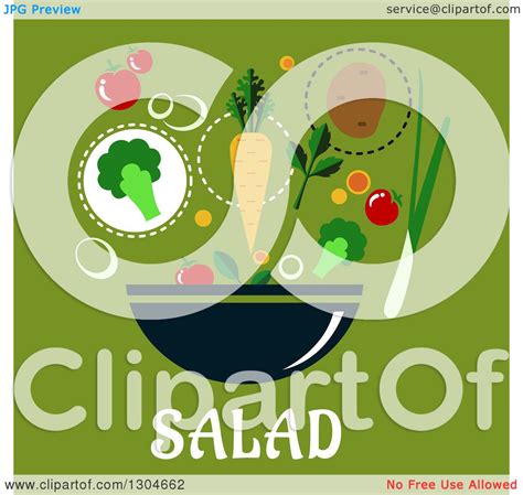 Clipart of a Modern Flat Design of Ingredients Around a Bowl over Salad ...