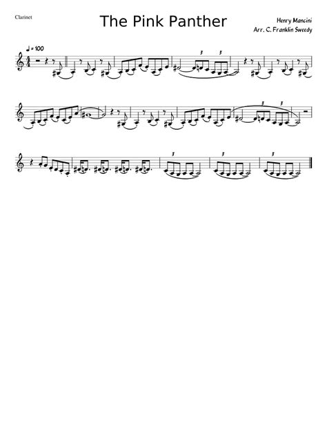 Pink Panther Sheet music for Clarinet in b-flat (Solo) | Musescore.com