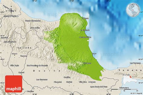 Physical Map of Maria Trinidad Sanchez, shaded relief outside