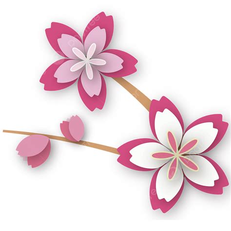 Spring Cherry Blossoms Vector Art PNG, Spring Cherry Blossom Paper Cut Pink Flowers, Cherry ...