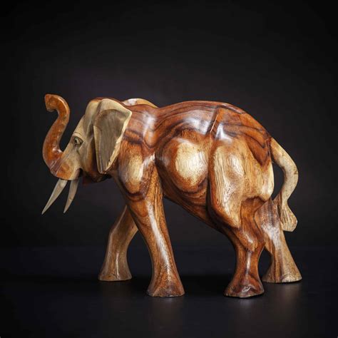 Standing Wooden Elephant Sculpture - Decora Loft