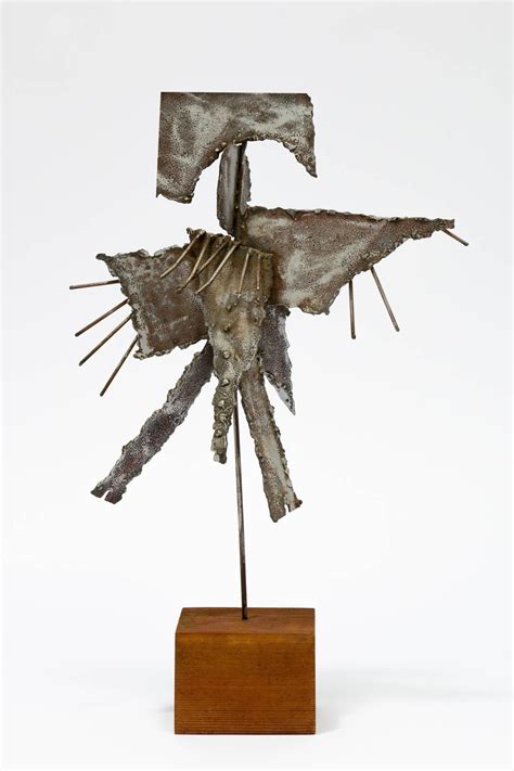 Brutalist Metal Sculpture on Base at 1stDibs | metal sculpture bases for sale, metal sculpture base