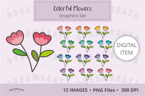 Pretty Flowers Clip Art Graphic by Dreamesaya · Creative Fabrica