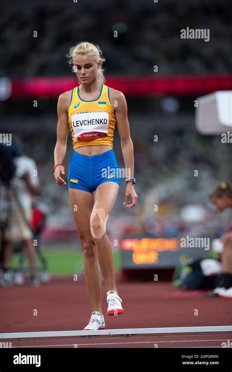 Yuliya Levchenko participating in high jump at the Tokyo 2020 Olympic ...