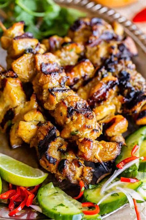 Thai Chicken Satay Skewers with Peanut Sauce - The Food Charlatan