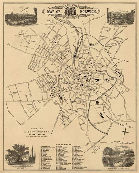 Old map of Norwich Fine giclee reproduction on canvas or | Etsy in 2021 ...